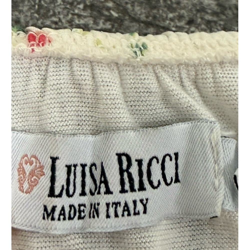 Luisa Ricci Silk Romantic Floral Peasant Boho Blouse Sheer Puff Sleeve Flowy L - Picture 9 of 12
